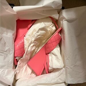 Chanel lambskin in Pinkish coral Quilted Sandals